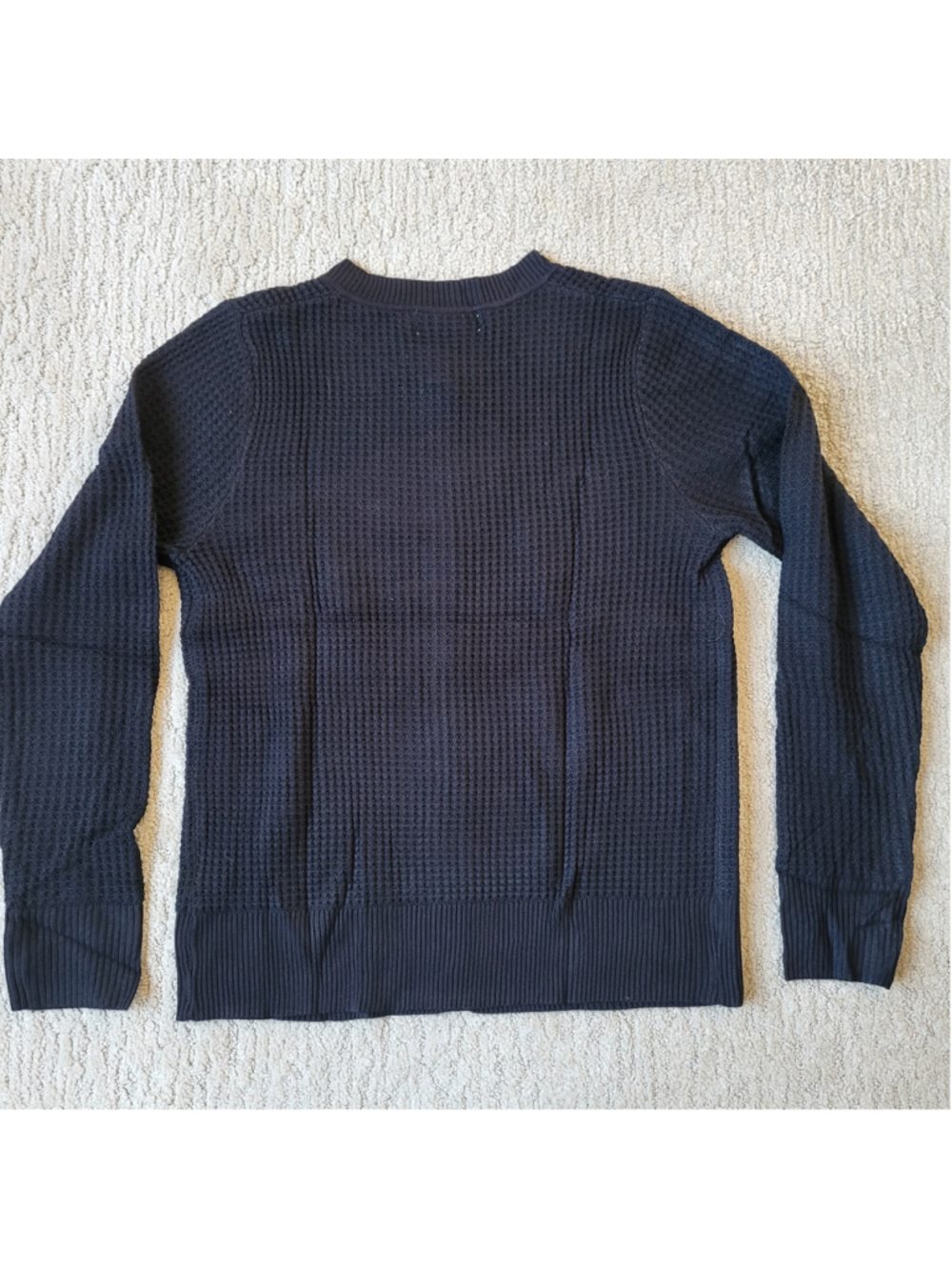 Women's Huuloo Black Long Sleeve Waffle Knit Button-Up Cardigan – Size S – NWT - Picture 8 of 9